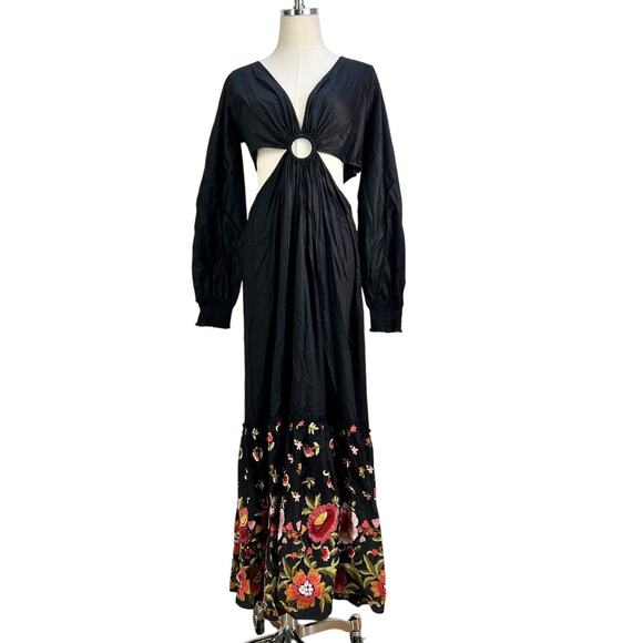 Anthropologie Karolina Black Embroidered Cut Out Dress by Geisha Designs - Picture 1 of 12